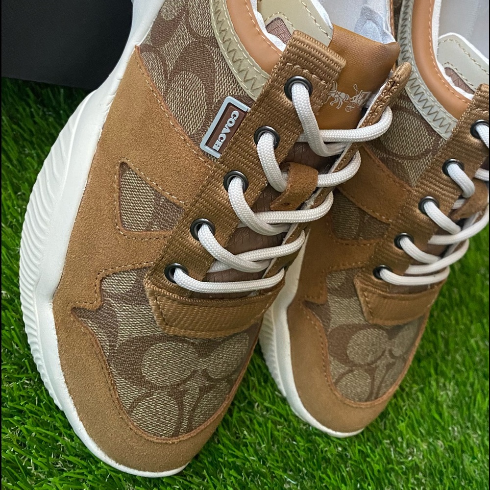 Coach Citysole Runner Sneakers, Sizes 8, 9, and 10. Color-Khaki Light Saddle - Picture 6 of 14